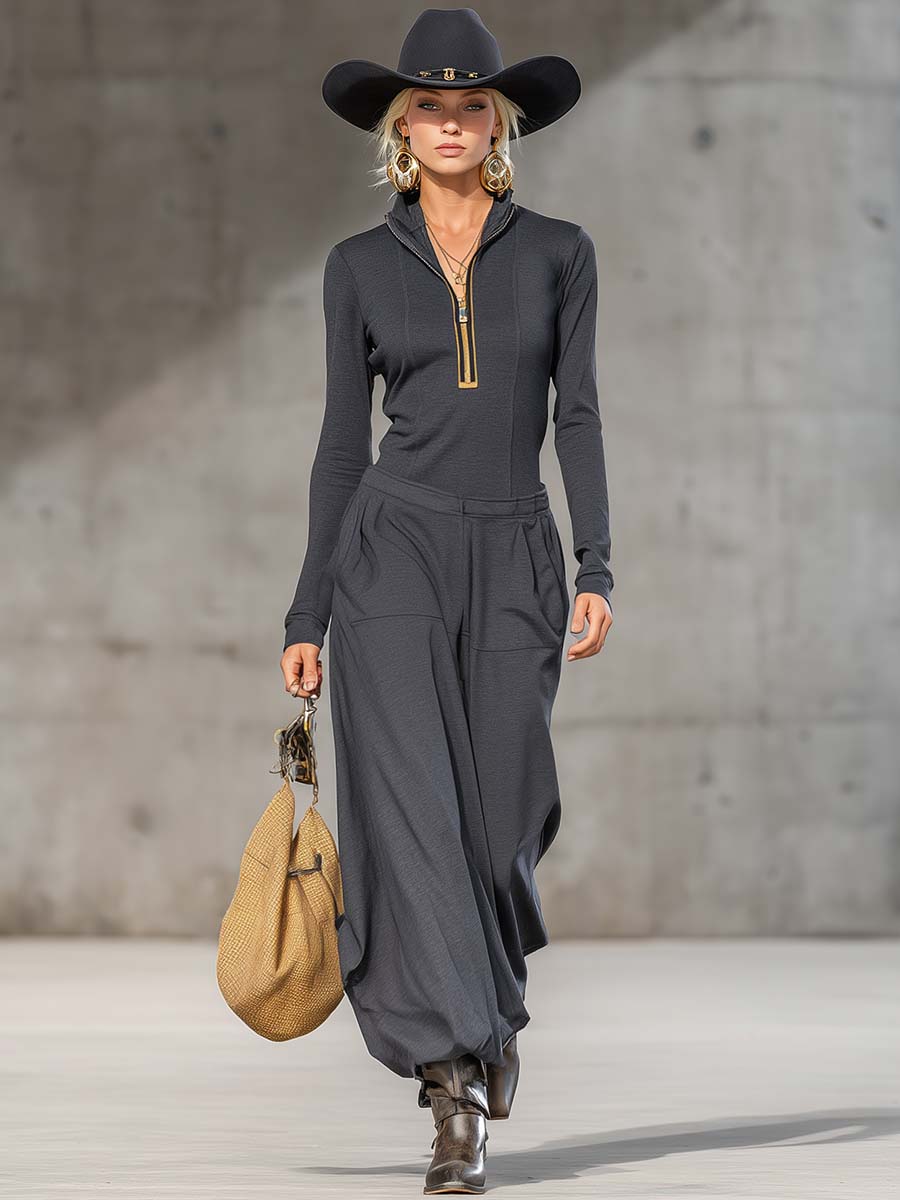 Ensemble Rétro Sportif avec Haut et Pantalons Amples