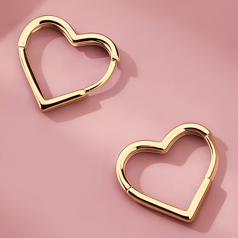Boucles d'oreilles en acier inoxydable cœur doré