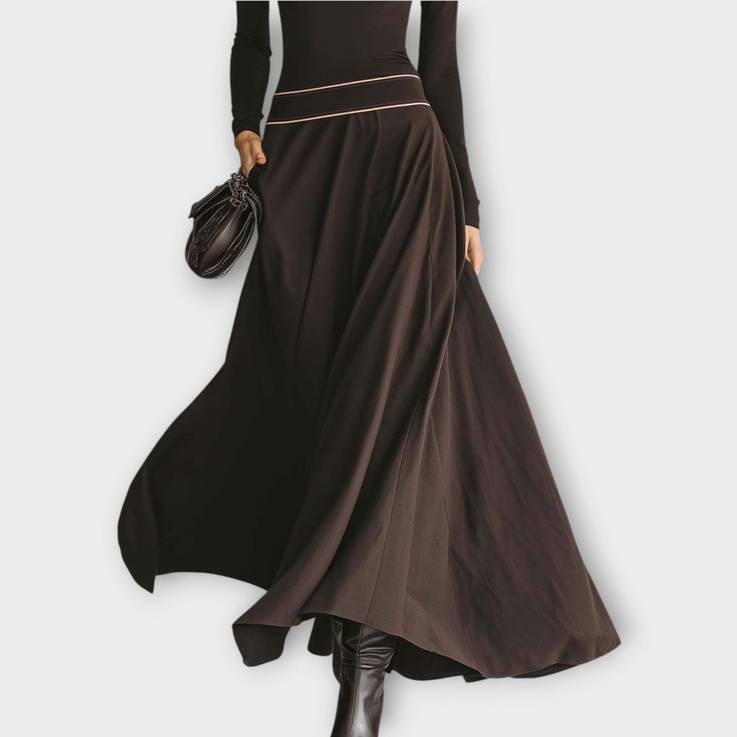 Robe Maxi Élégante avec Col Montant