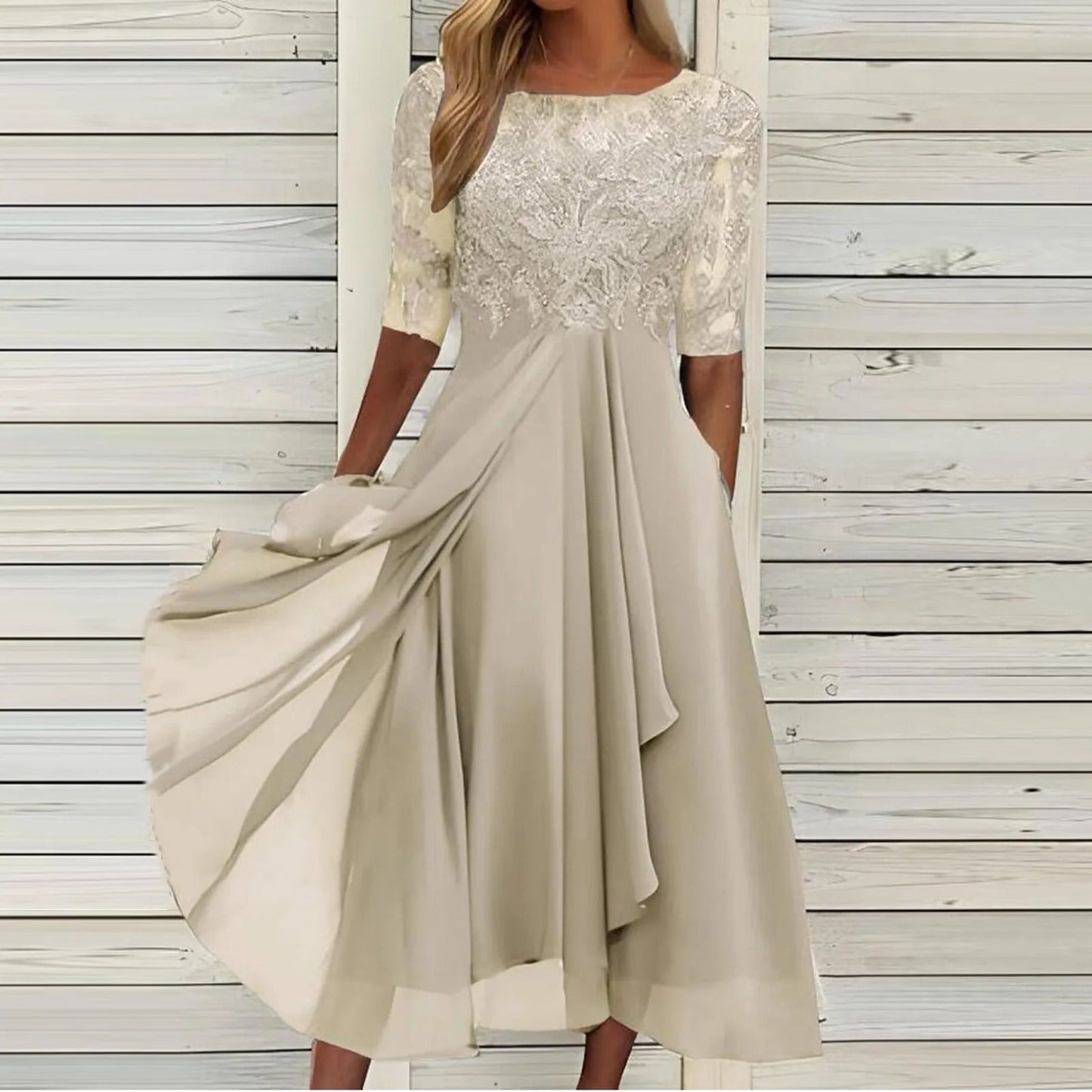 Taryn® | Robe Midi en Dentelle Élégante