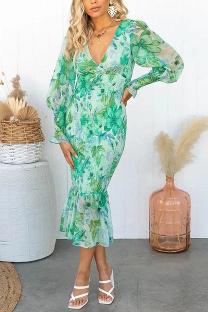 Isla - Robe Midi avec Volants Floraux