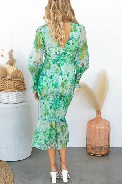 Isla - Robe Midi avec Volants Floraux