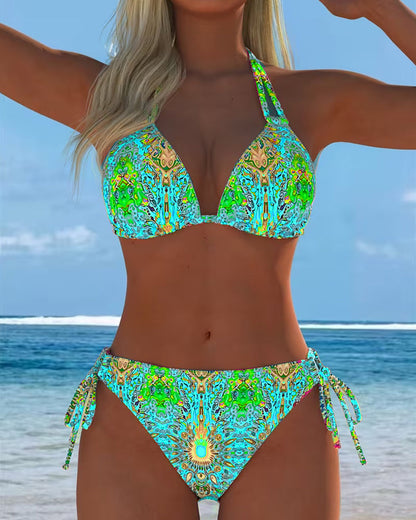 Bikini avec imprimé à halter en plusieurs couleurs