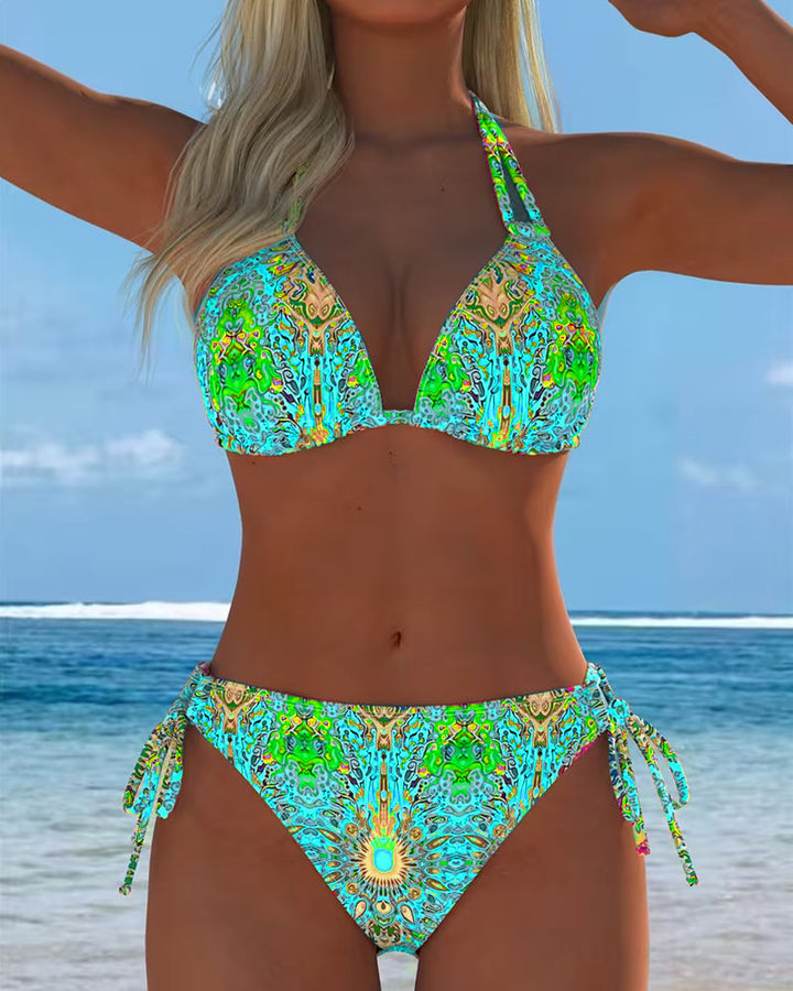 Bikini avec imprimé à halter en plusieurs couleurs