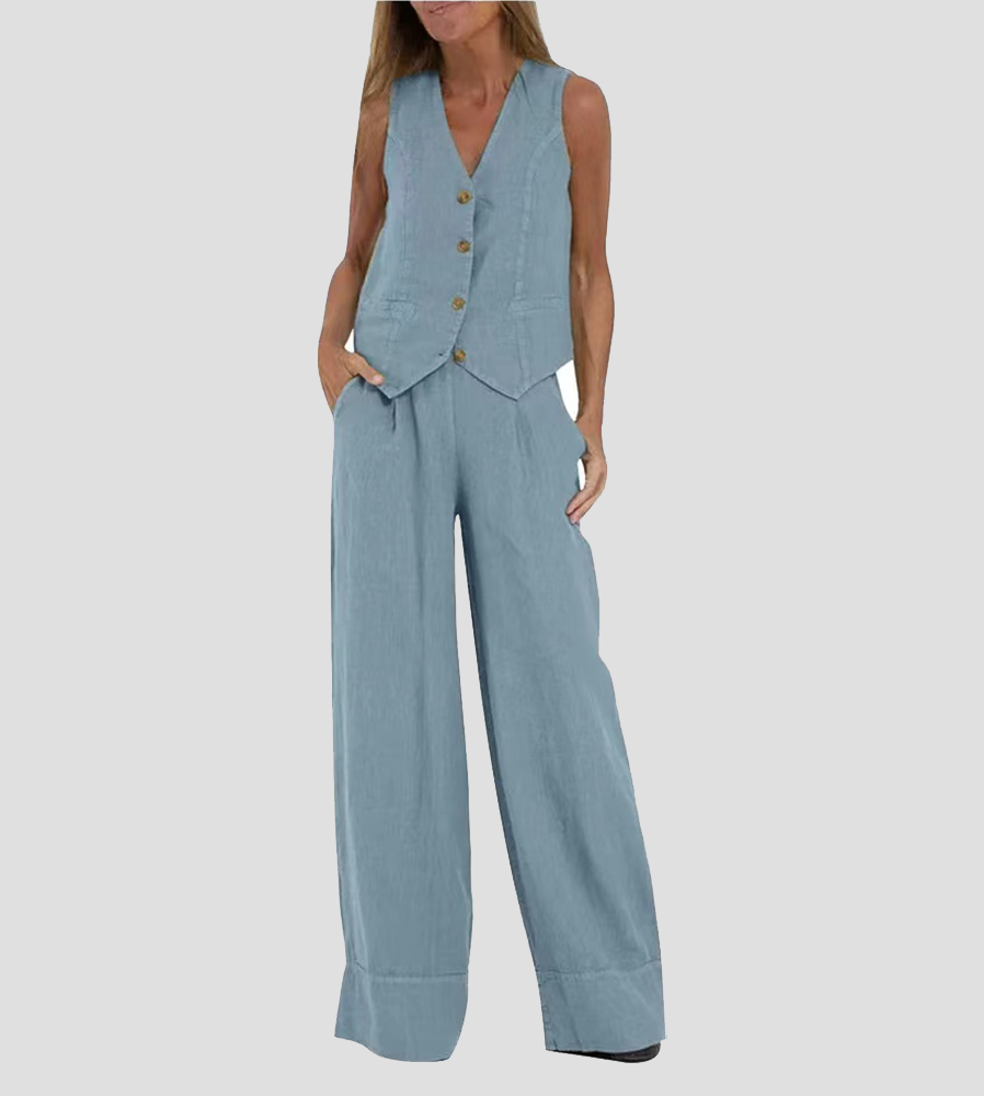 Aira - Ensemble de Gilet Boutonné & Pantalons Amples