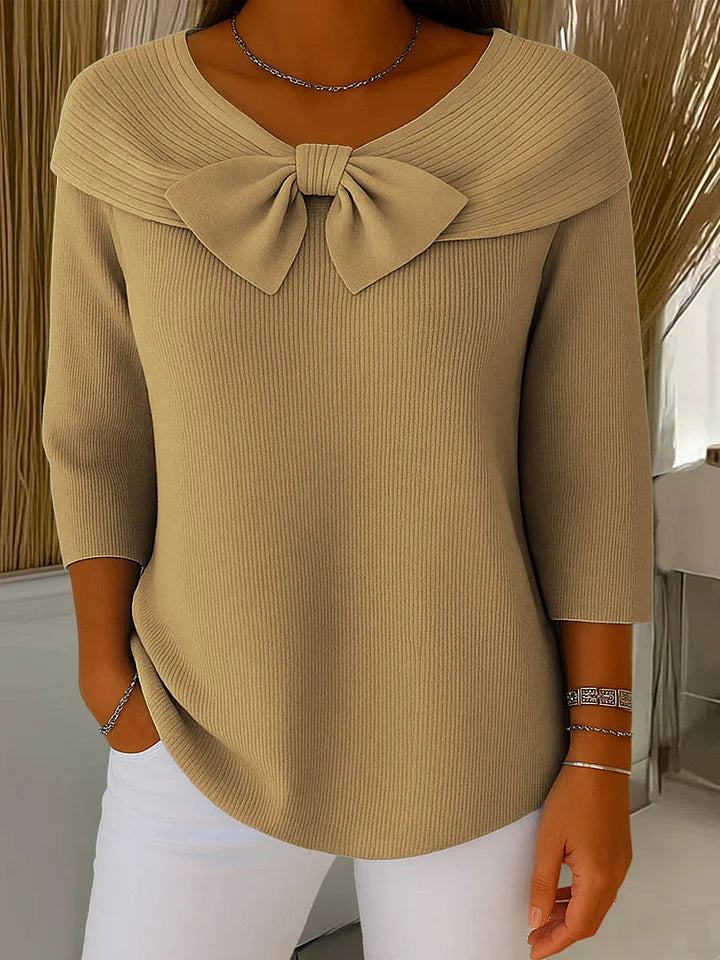 Clara | Pull Élégant avec Nœud en Tricot Doux