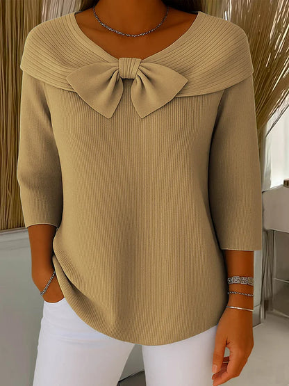 Clara | Pull Élégant avec Nœud en Tricot Doux