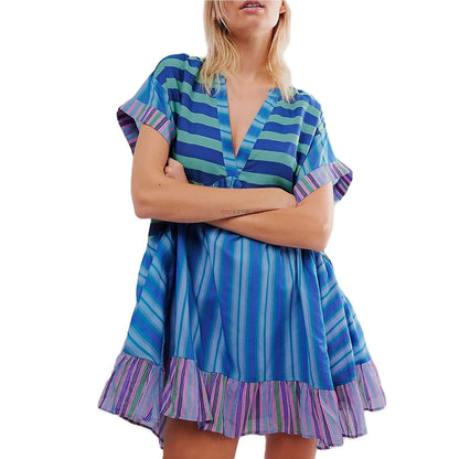 Robe Bohémienne Col V - Élégance Intemporelle