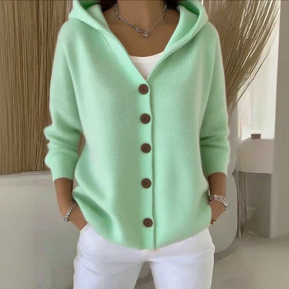 TYRA - GILET À CAPUCHE EN TRICOT