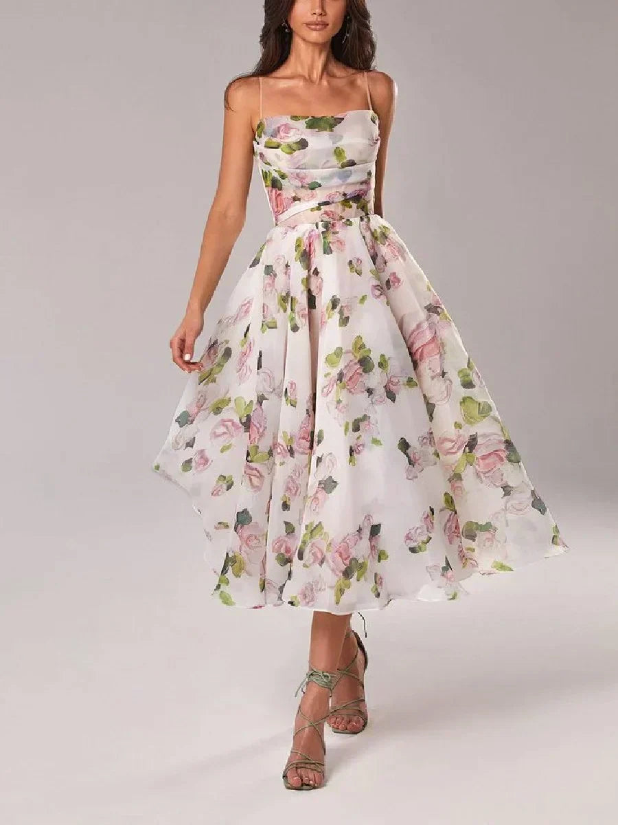 Emilia - Élégant Robe Sans Manches Imprimée