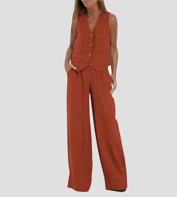 Aira - Ensemble de Gilet Boutonné & Pantalons Amples