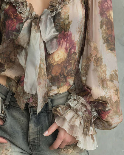 SAVANNAH – BLOUSE ROMANTIQUE AVEC NŒUDS À L'AVANT