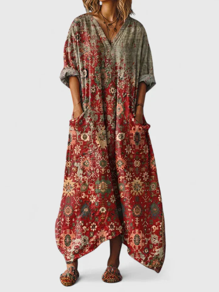 Althea – Robe Bohème Brodée à Coupe Fluide
