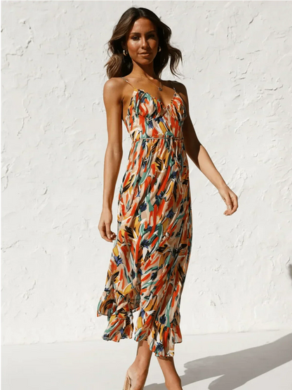 Chiara - Robe Midi Colorée Femme | Élégance Estivale