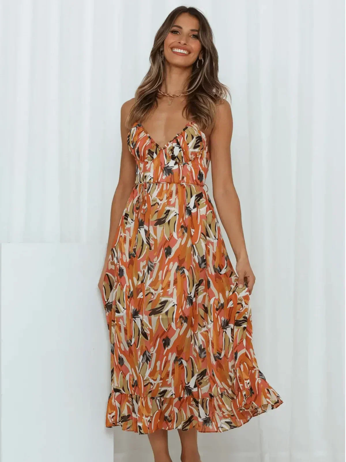Chiara - Robe Midi Colorée Femme | Élégance Estivale