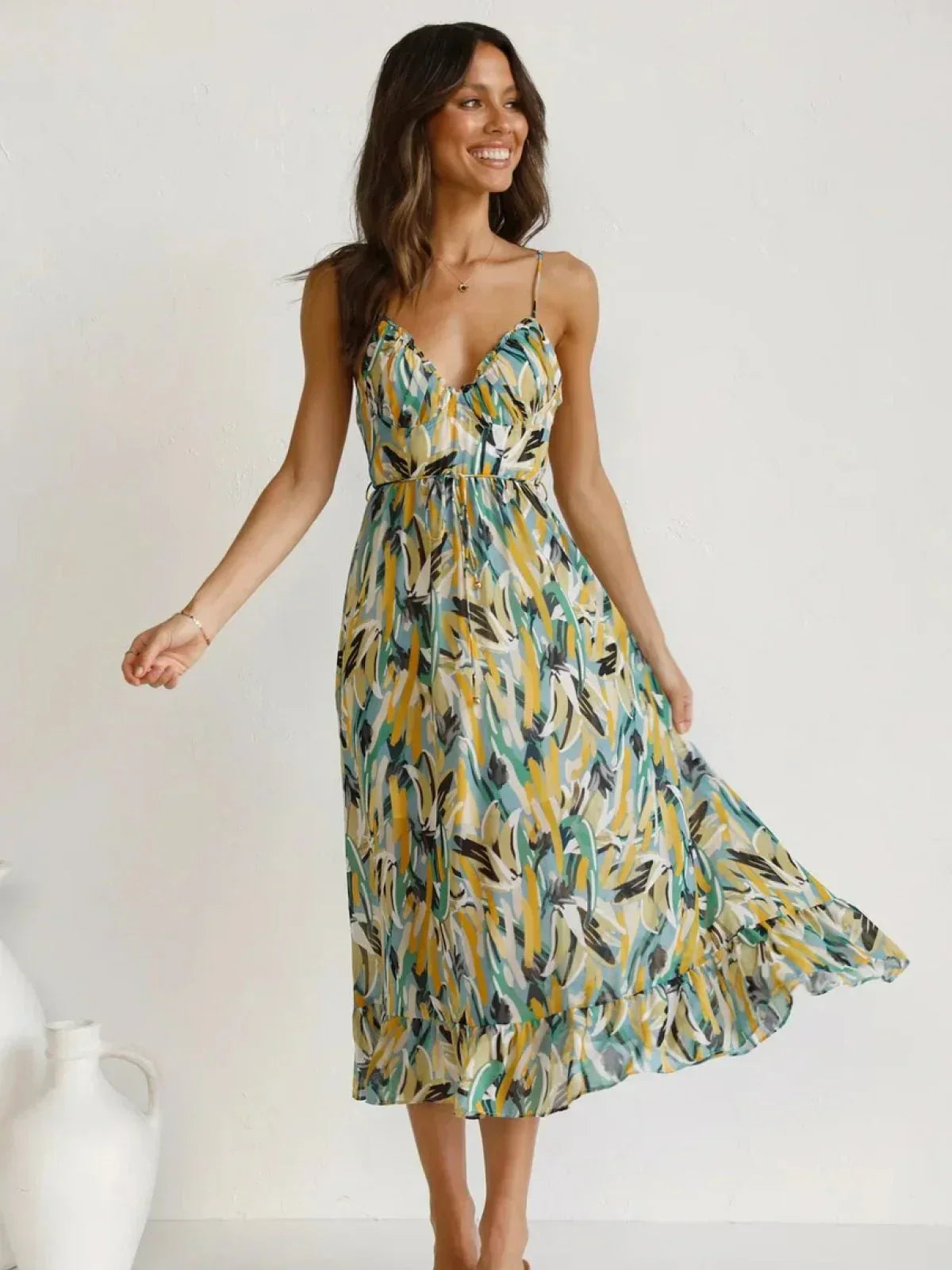 Chiara - Robe Midi Colorée Femme | Élégance Estivale