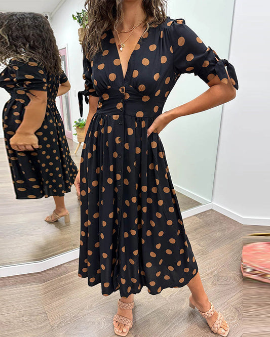 Maria | Robe à Pois avec Boutons
