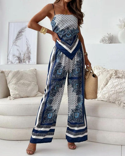 Helen | Ensemble de Vêtements à Deux Pièces avec Haut et Pantalon Élégant Prêt pour les Vacances