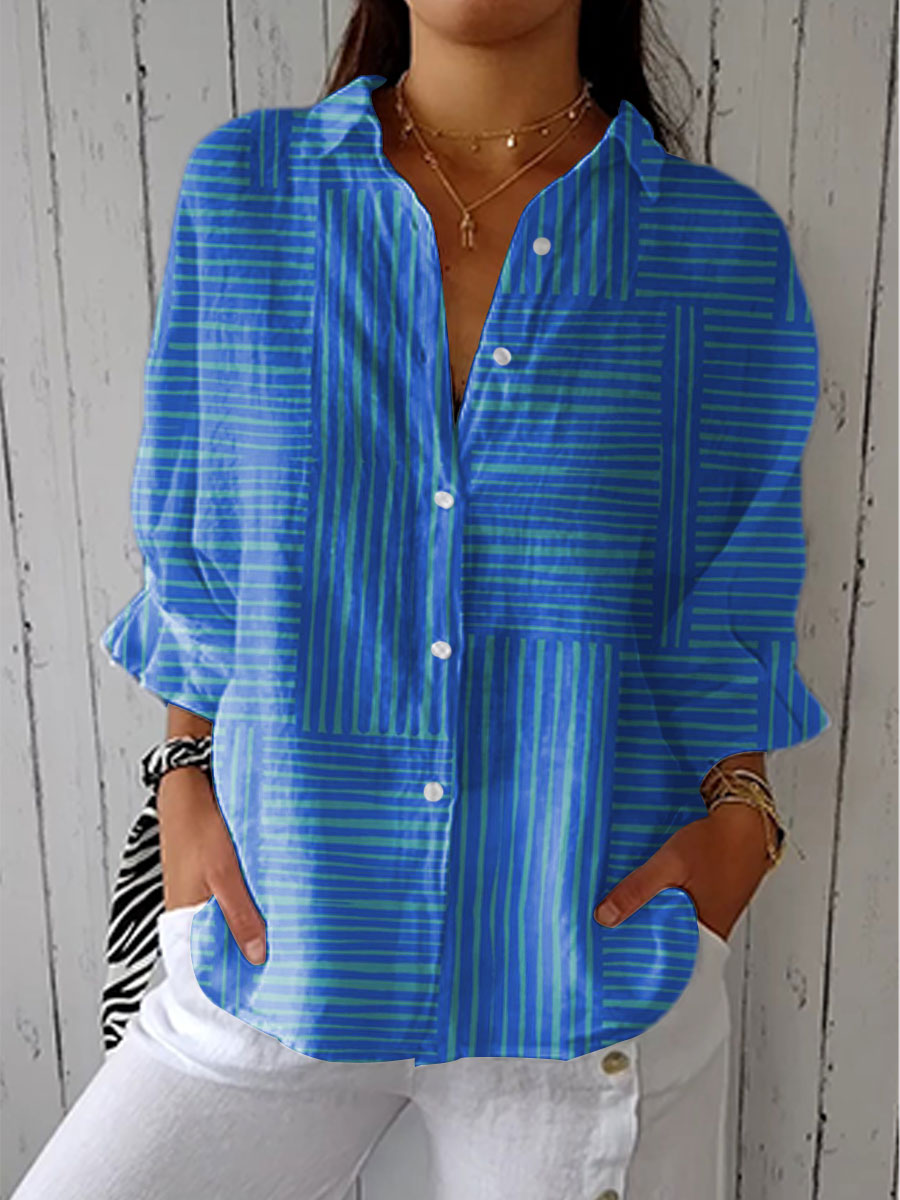 Alison - Blouse Rayée Bleue