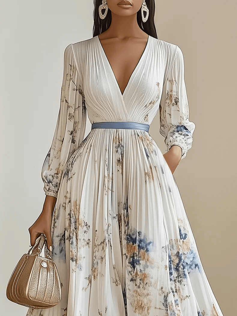 Amalia | Robe Maxi à Manches Ballon en Chiffon Blanc