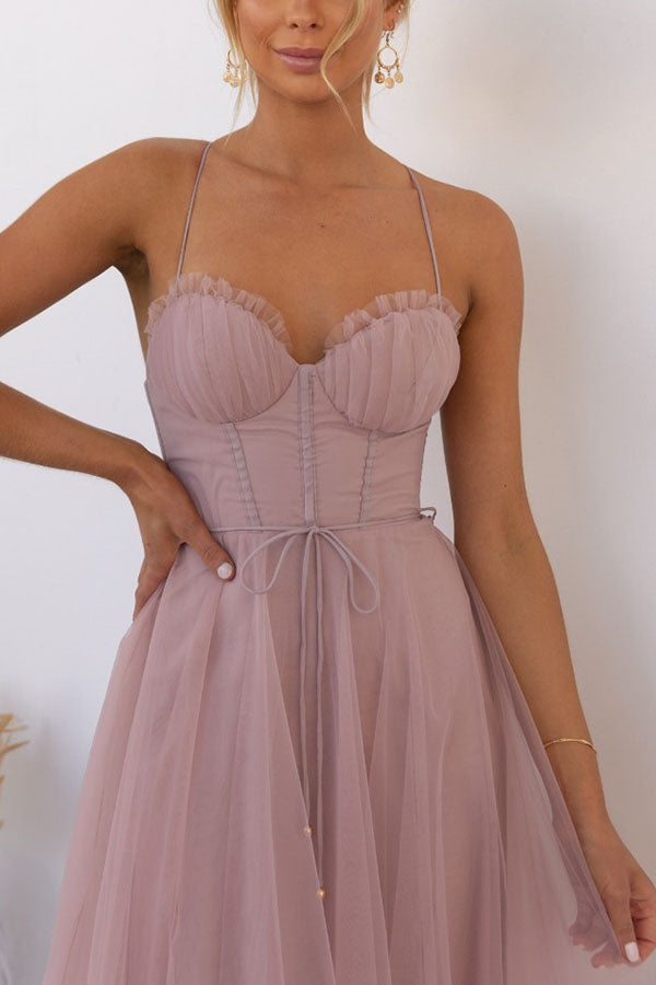 Robe Longue Élégante avec Bustier - Robe de Cérémonie Fluide
