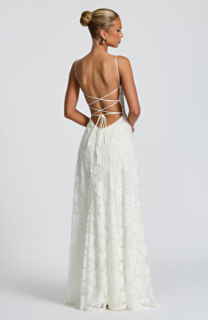 Alona - Robe Maxi à Corset en Dentelle Élégante