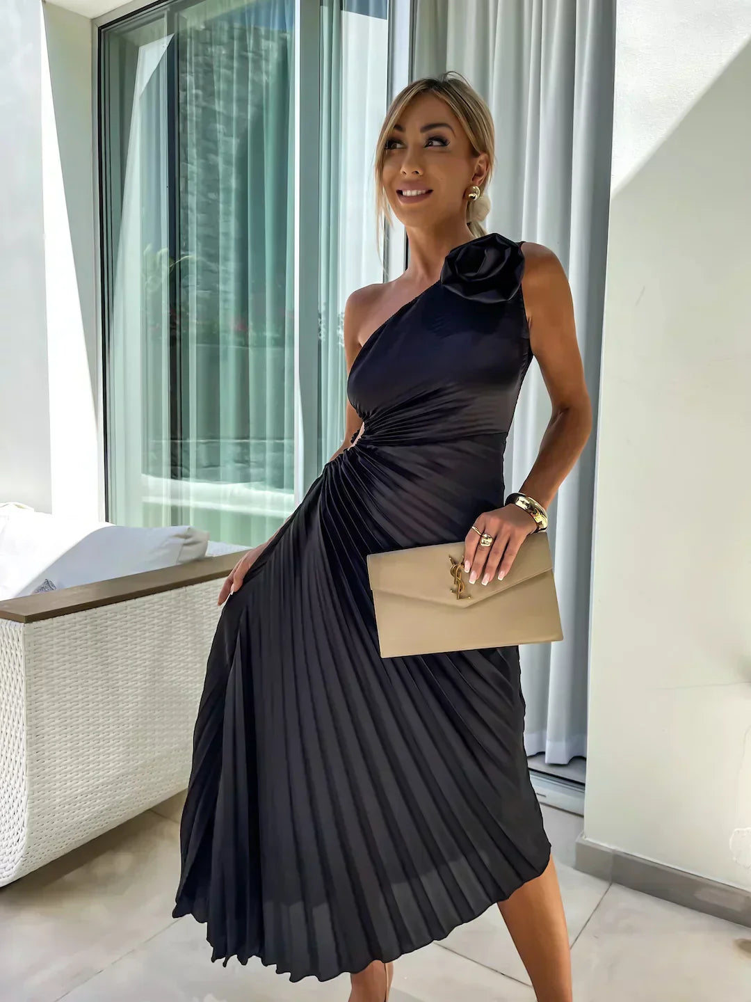 Dariella | Robe Florale Romantique à Une Épaule