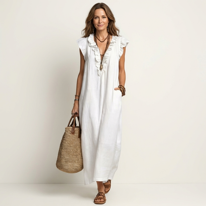 Robe Longue Josette - Élégance Fluide avec Volants