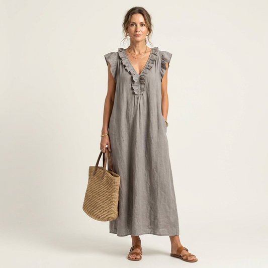 Robe Longue Josette - Élégance Fluide avec Volants
