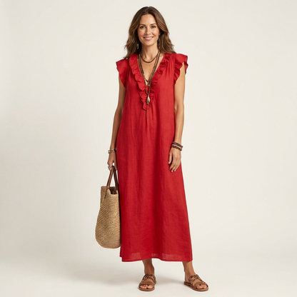 Robe Longue Josette - Élégance Fluide avec Volants