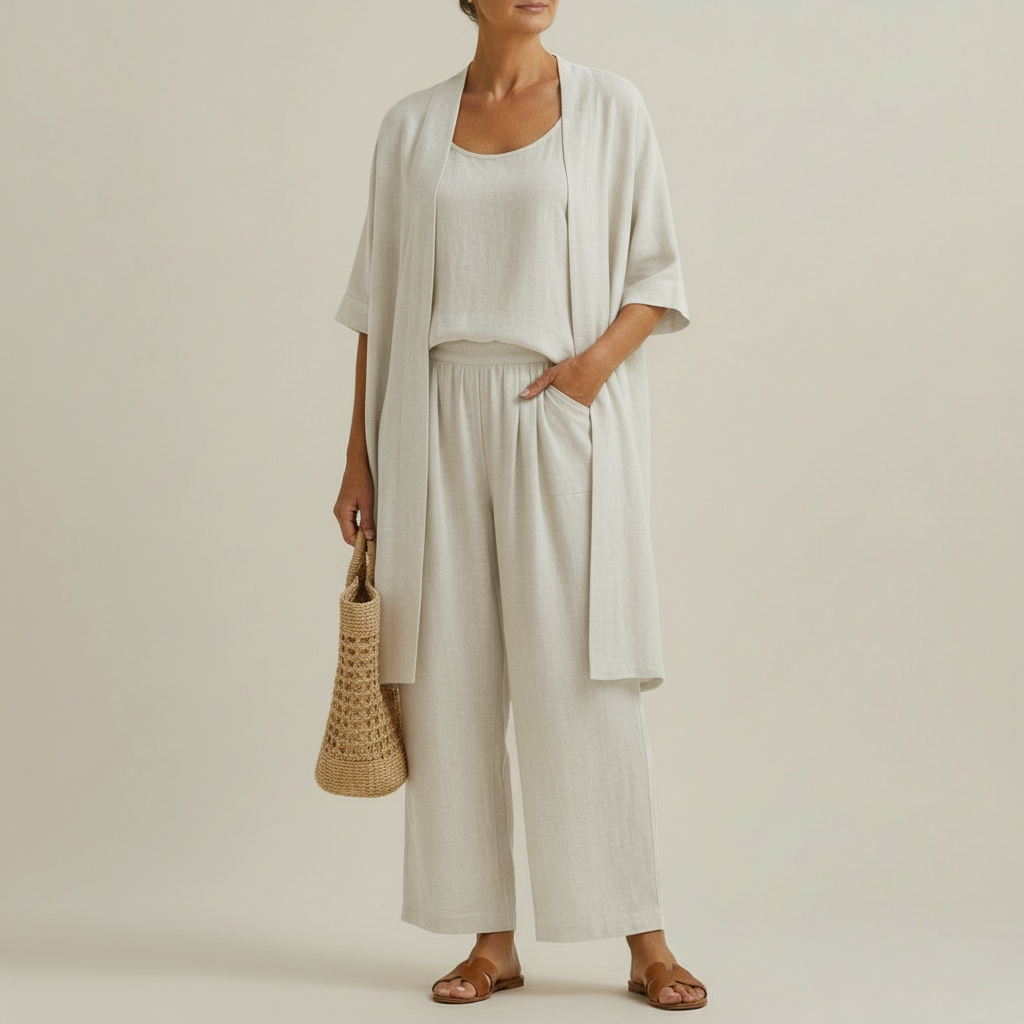 Risteena - Ensemble Minimaliste En Lin et Coton, Composé de Trois Pièces