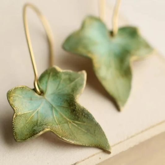 Wisa – Boucles d'oreilles vintage en forme de feuille naturelle
