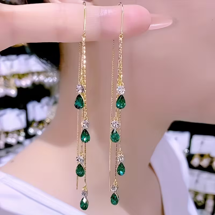 Boucles d'oreilles à franges vertes