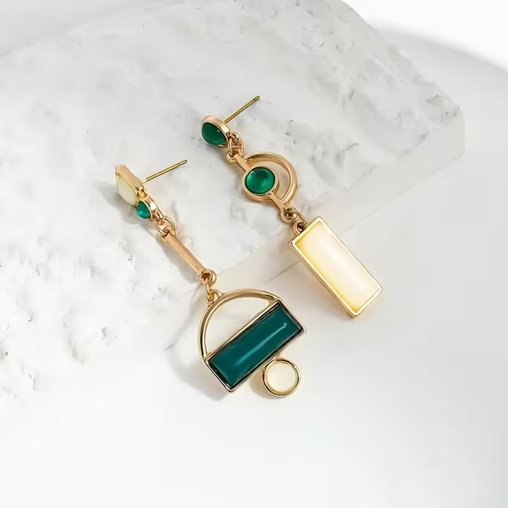 Boucles d'oreilles en géométrie émeraude