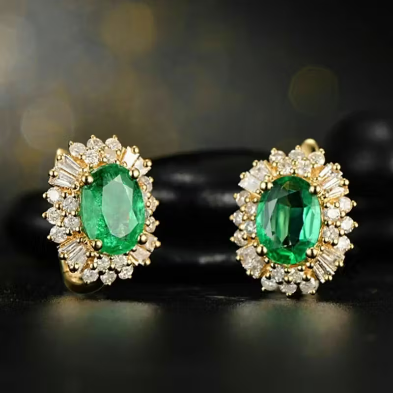 Boucles d'oreilles Émeraude Royale