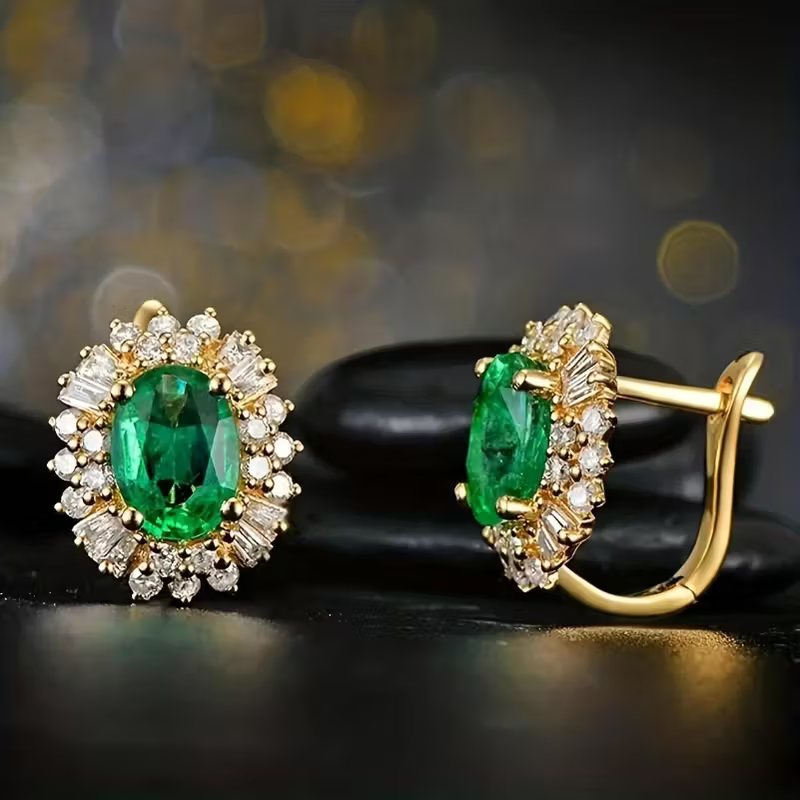 Boucles d'oreilles Émeraude Royale