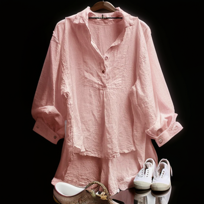 Jaila | Blouse Vintage avec Décolleté en V et Boutons