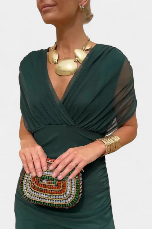 VIVIAN | ROBE LONGUE À FLEURS AVEC ENCOLURE EN V