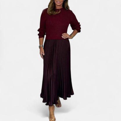 Claudia - Robe maxi avec pull et jupe plissée
