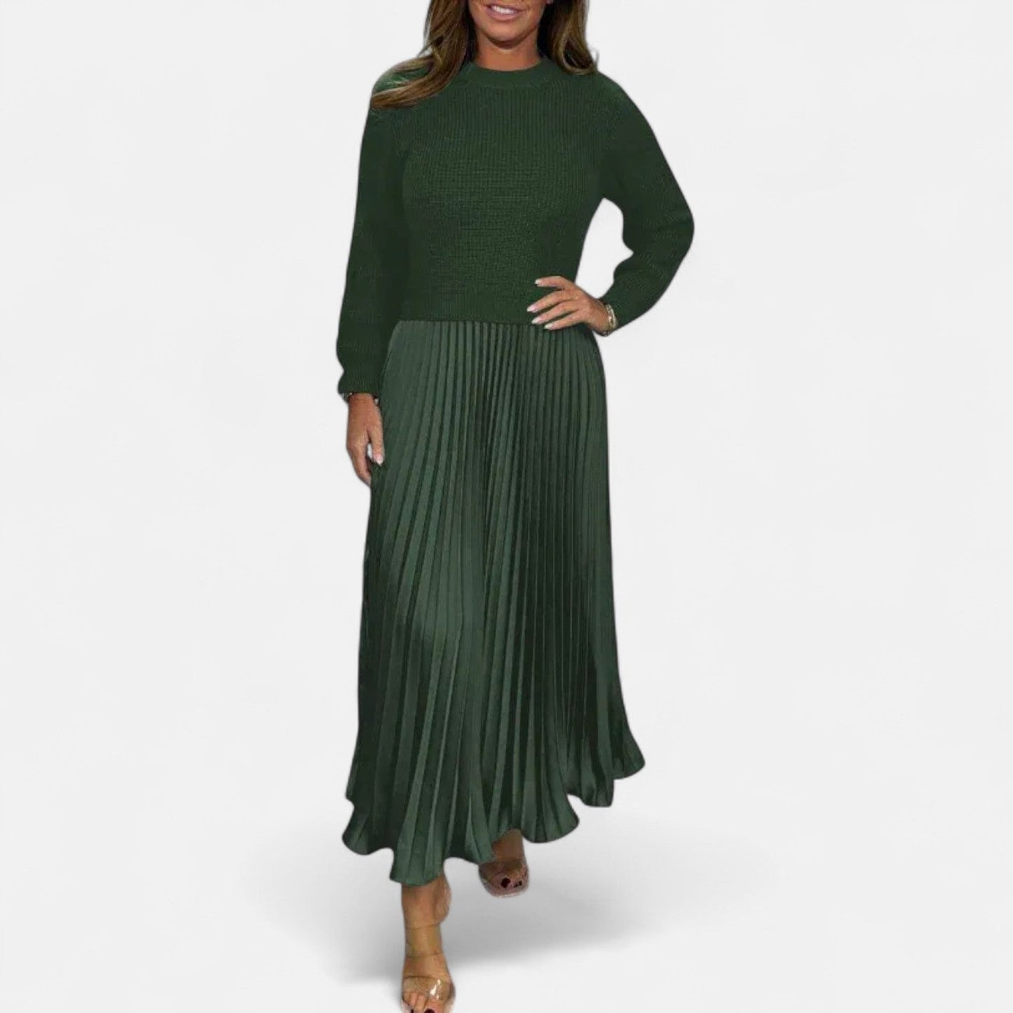 Claudia - Robe maxi avec pull et jupe plissée