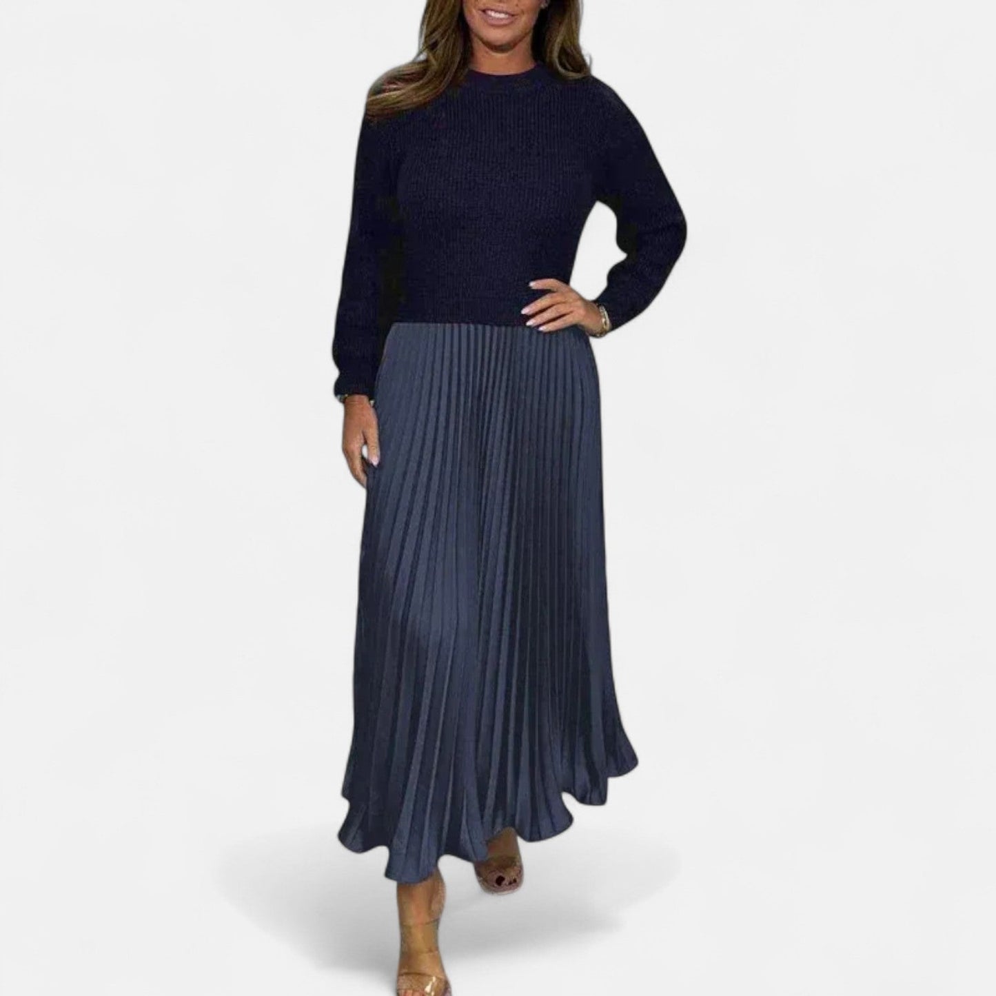 Claudia - Robe maxi avec pull et jupe plissée