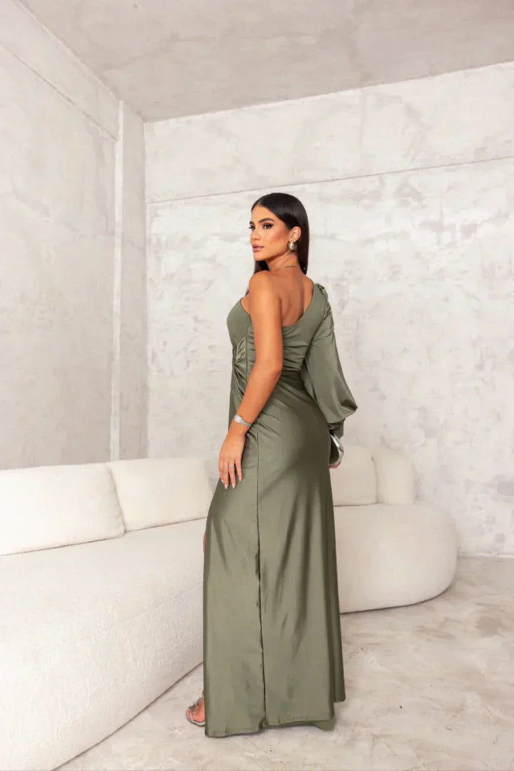 Araceli | Robe en satin à une manche