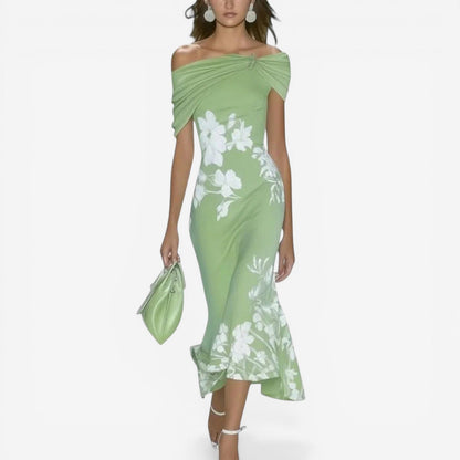 Robe Midi Fleurie Élégante - Silhouette Sirène