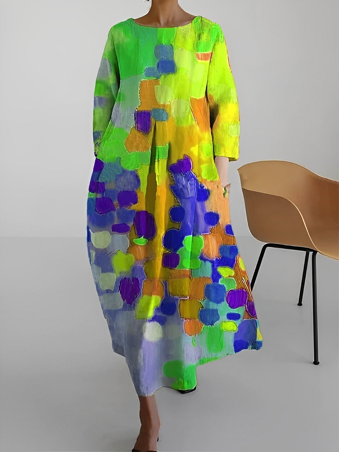 Claudia - Robe multicolore à manches mi-longues pour femmes