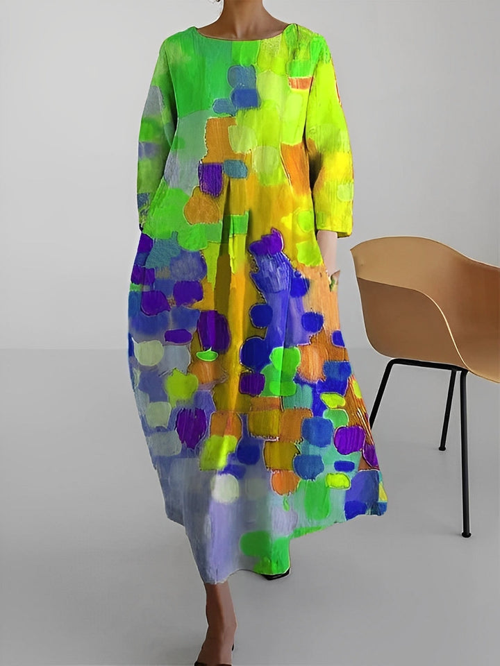 Claudia - Robe multicolore à manches mi-longues pour femmes