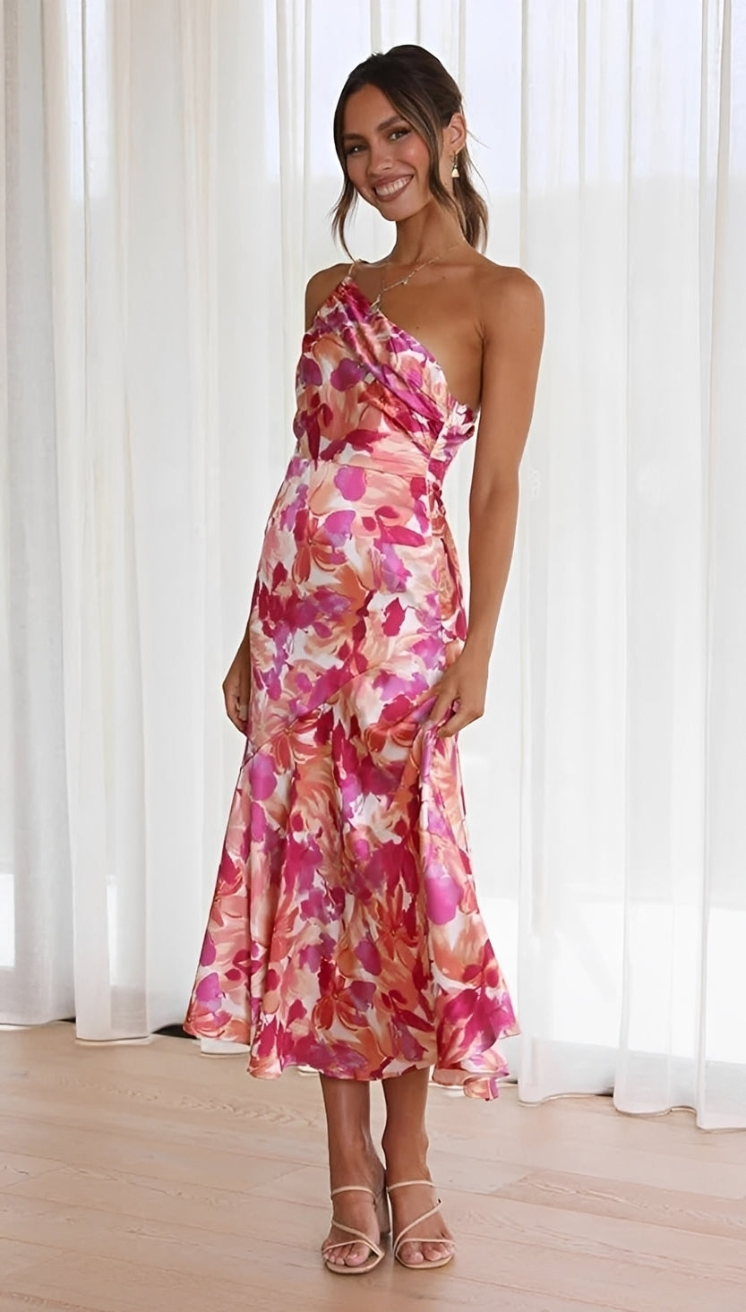 Amanda - Robe midi élégante avec imprimé floral pour femmes