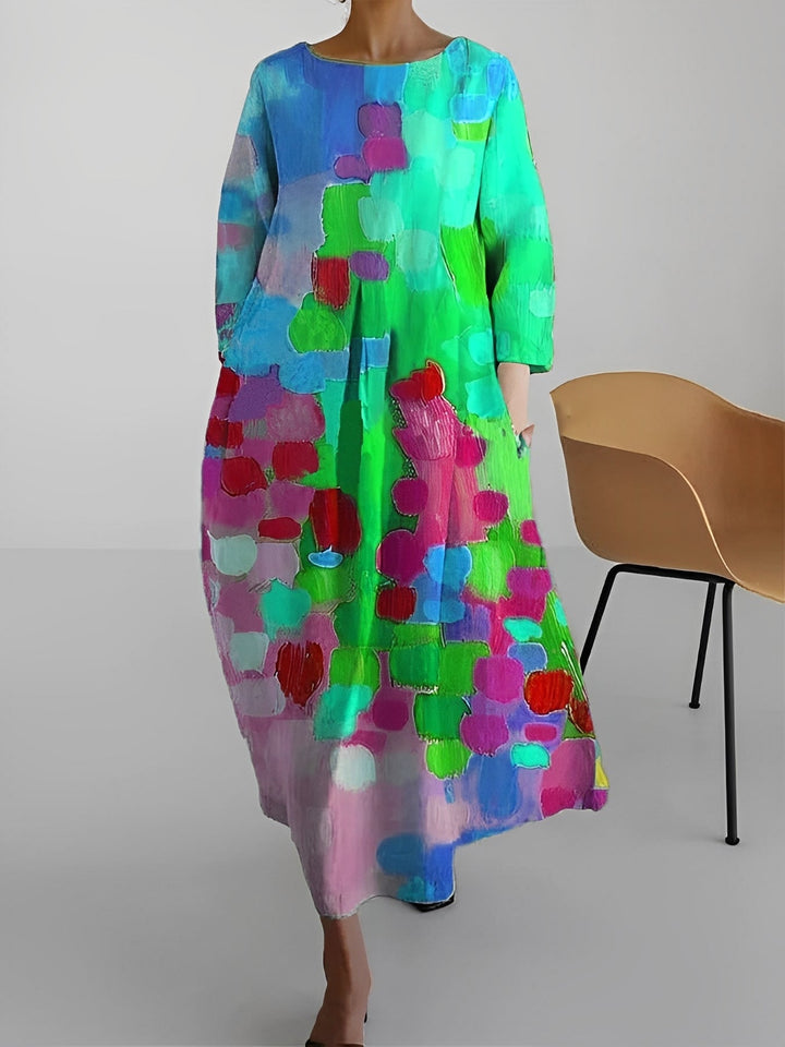 Claudia - Robe multicolore à manches mi-longues pour femmes