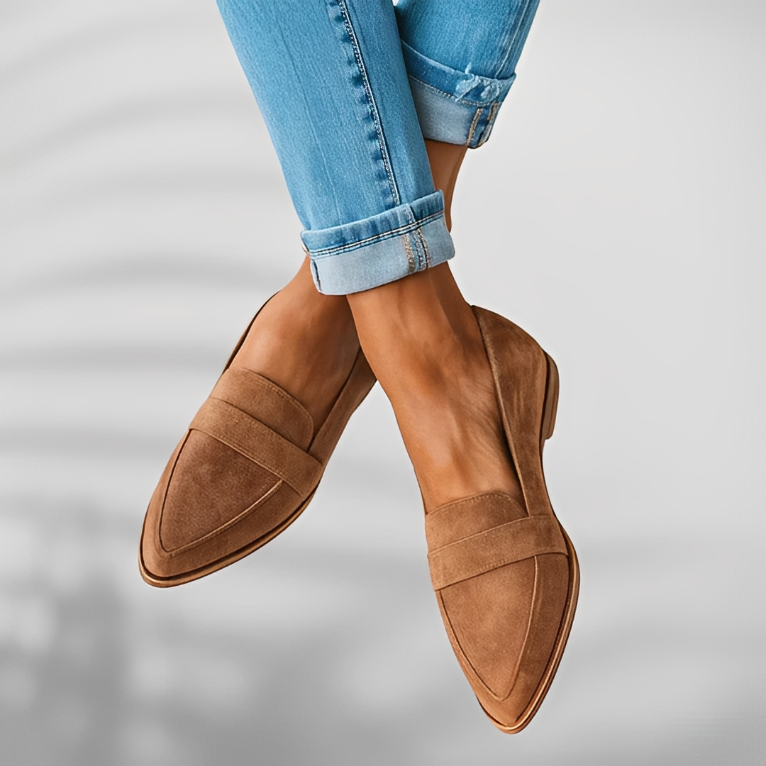 Théa - Chaussures décontractées en cuir à bout pour femmes