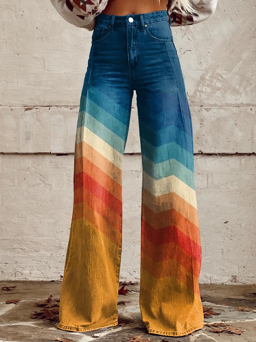 Léa - Pantalons Retro Zigzag Élégants