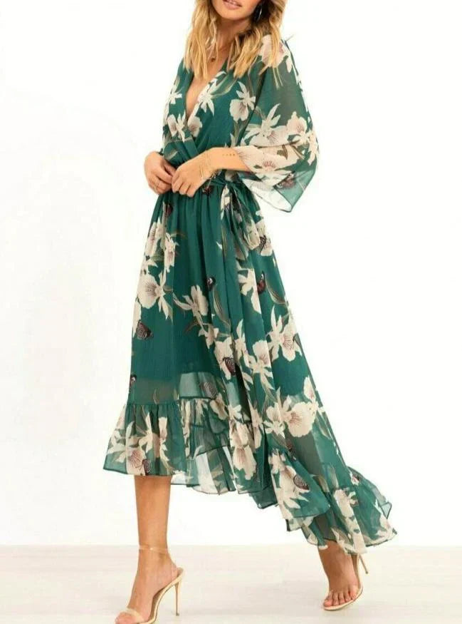 Sylvia – Robe Maxi Brise de la Forêt